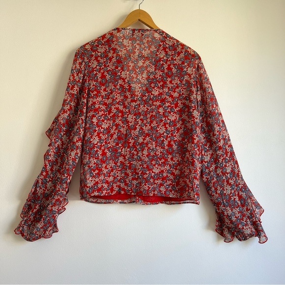Nicholas Blossom Ruffle Blouse in Red - Picture 12 of 16